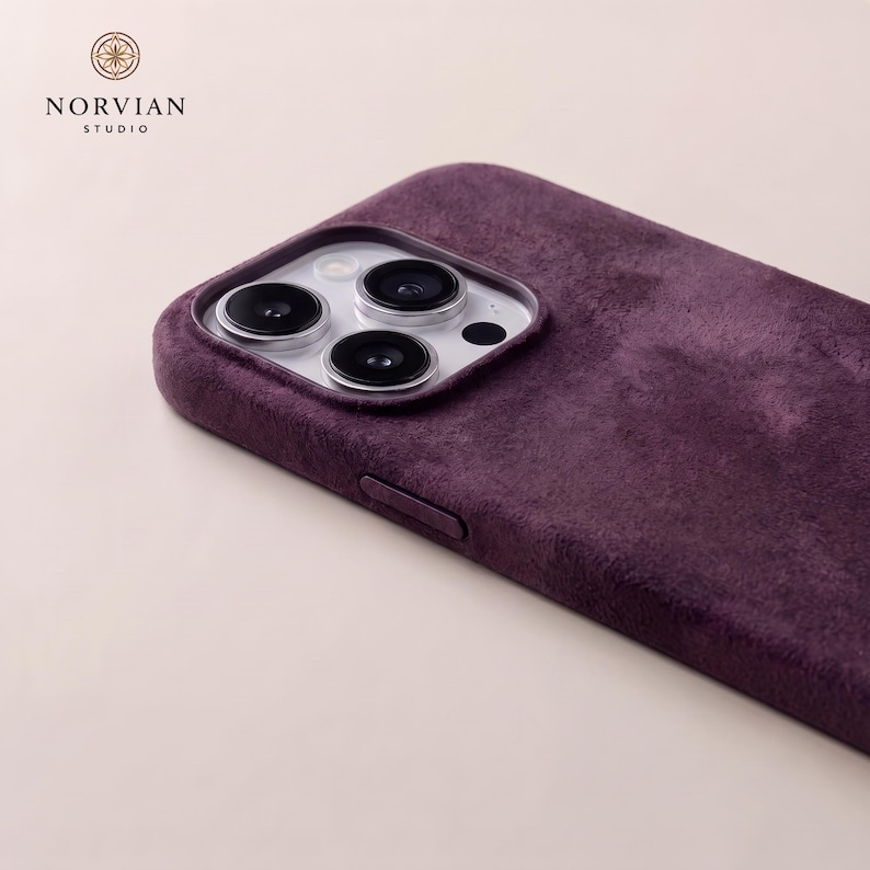 Soft comfort grip iPhone case with Alcantara style finish and smooth tactile texture