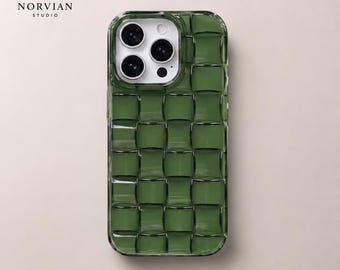3D Puffy Grid iPhone Case, Glossy Translucent Checkered Cover
