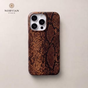 Python Texture iPhone Case, Embossed Snakeskin Hard Shell Cover with Leather Look Finish