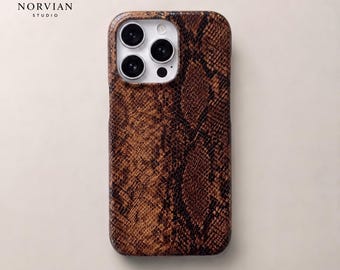 Python Texture iPhone Case, Embossed Snakeskin Hard Shell Cover with Leather Look Finish