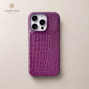 Glanzend iPhone-hoesje met krokodillenprint, schokbestendige beschermhoes met krokodillenprint.