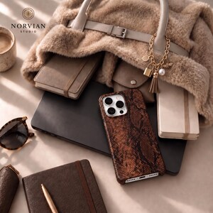 Snake print iPhone case with textured finish and precise cutout protective fit
