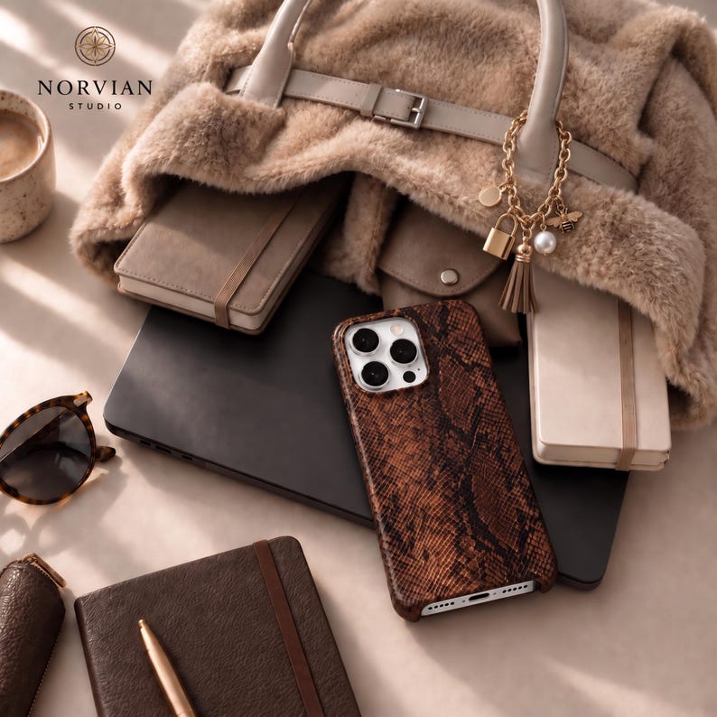 Snake print iPhone case with textured finish and precise cutout protective fit