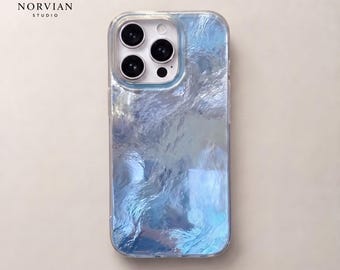 Ice Texture iPhone Case, Glossy Transparent Cover with Frosted Glass Effect