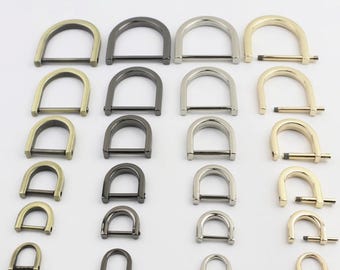 Anillas en D de rosca para bolsos, hebilla de anilla en D extraíble, conector de correa de metal, herrajes para bolsos, suministros para trabajos en cuero, accesorios para la fabricación de bolsos DIY