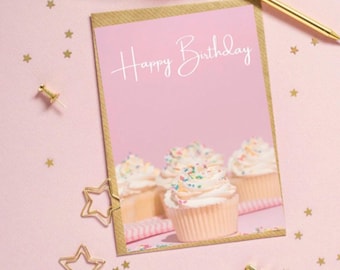 Biglietto di auguri per compleanno a forma di cupcake / Biglietto di auguri di buon compleanno / Stampabile / (Download digitale)