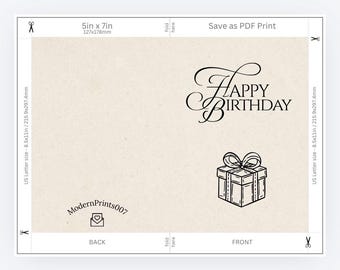 Biglietto d'auguri minimalista con regalo / Biglietto d'auguri stampabile / Elegante design con scritta in corsivo (Download digitale)