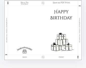 Biglietto di auguri di buon compleanno / Pila di regali (Download digitale)