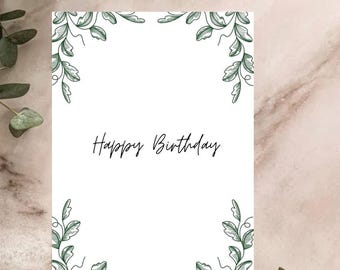 Biglietto d'auguri con motivo a viti / Design minimalista ispirato alla natura / Stampabile (Download digitale)