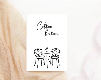 Biglietto per un caffè per due/ Biglietto d'invito/ Biglietto per un appuntamento al bar/ Biglietto stampabile (digitale)