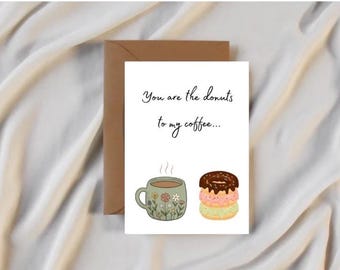 Biglietto d'auguri con ciambelle al caffè / Ti penso / (Download digitale)