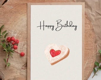 Heart Sugar Cookie Birthday Card | Red Heart Design| Happy Birthday Card| Printable| (Digital Download)