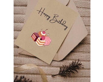 Biglietto di auguri di compleanno con cioccolatini / Minimalista / Stampabile / Download digitale