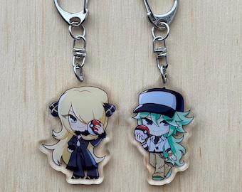 poké trainer acrylic keychains 1.5 inch. cynthia and n!