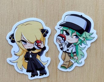 poké trainer vinyl stickers (cynthia, n) 2 inch