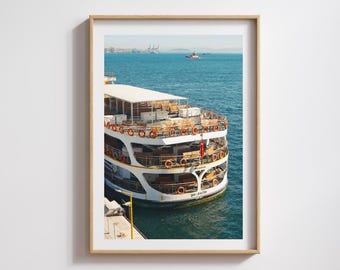 Istanbul Ferry Photography Print, Turkish Art, Travel Photography, Vintage Print, Fine Art Print