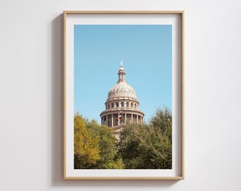 Texas State Capital Photography Print, Texas Decor, Vintage Print, Austin Texas, Fine Wall Art, America Photography Print