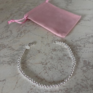 Sterling Silver S925 Beaded Bead Bracelet