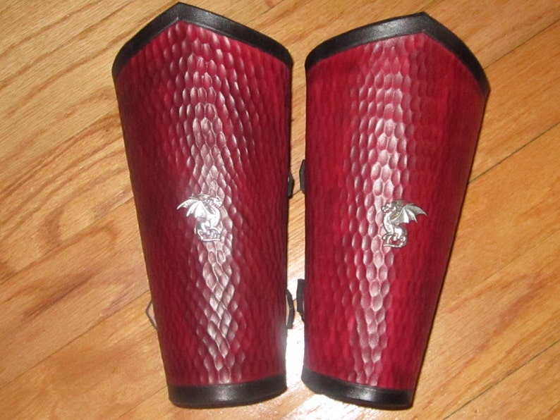 Leather Dragon Skin Bracers with Dragon Concho