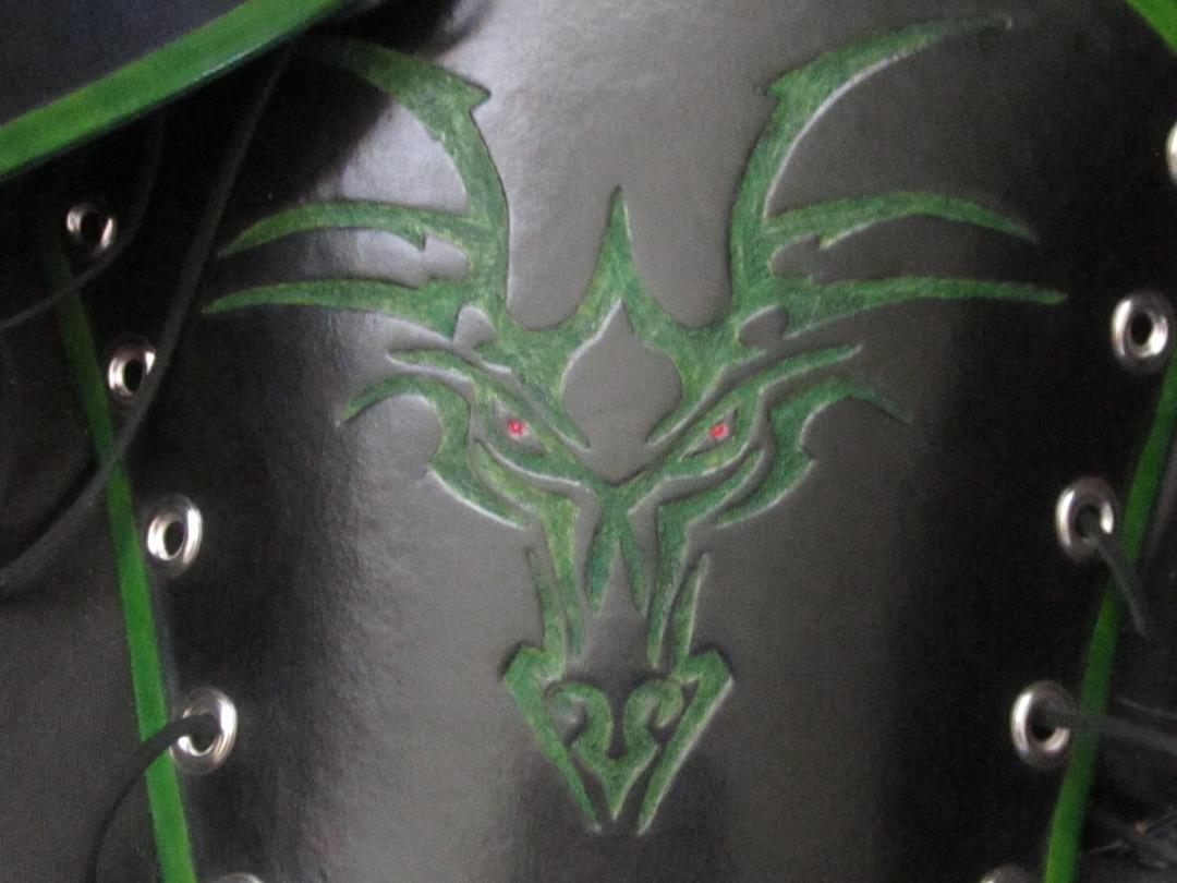 Green Dragon Leather Bracers Etsy