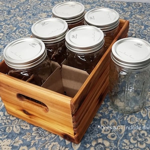 Cassetta in legno di cedro realizzata a mano - Design a tre strisce, finitura con olio di lino, adatta per barattoli da 6 quarti (20 cm di larghezza x 30 cm di lunghezza x 13 cm di altezza)