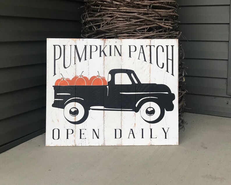 Reclaimed Wood Pumpkin Patch SignFall SignAutumn SignBlack Truck SignFarmhouse StyleFixer Upper Style