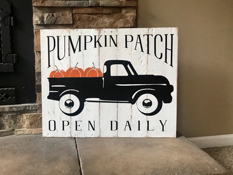 Reclaimed Wood Pumpkin Patch SignFall SignAutumn SignBlack Truck SignFarmhouse StyleFixer Upper Style