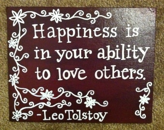 Hand-Painted canvas with Tolstoy quote