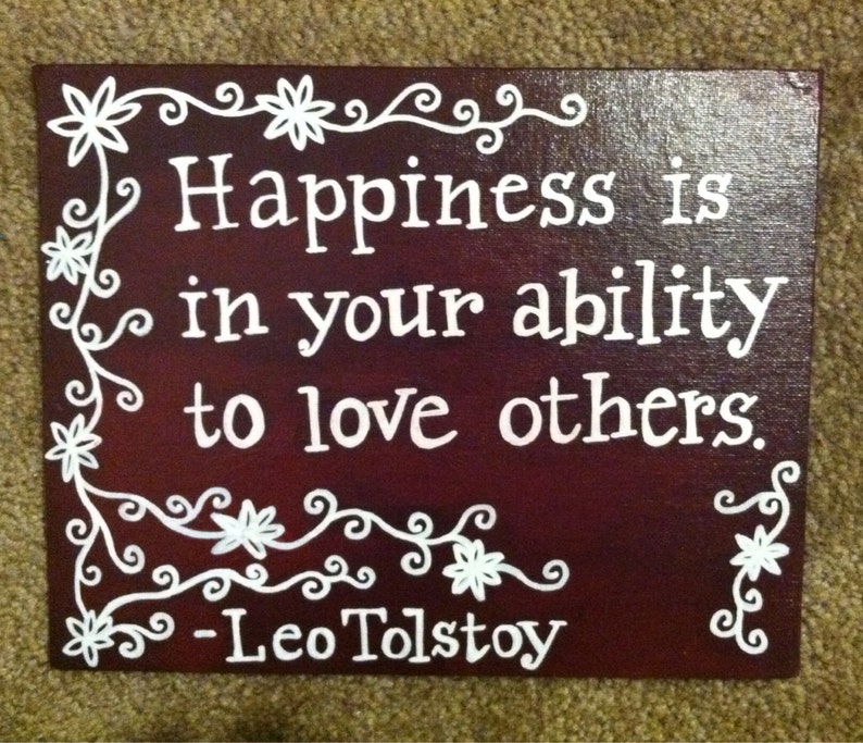 Hand-Painted canvas with Tolstoy quote image 1