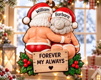 Personalized Wooden Christmas Couple Ornament, Custom Grandma Grandpa Gift, Forever My Always Ornament, Christmas Gift for Parents