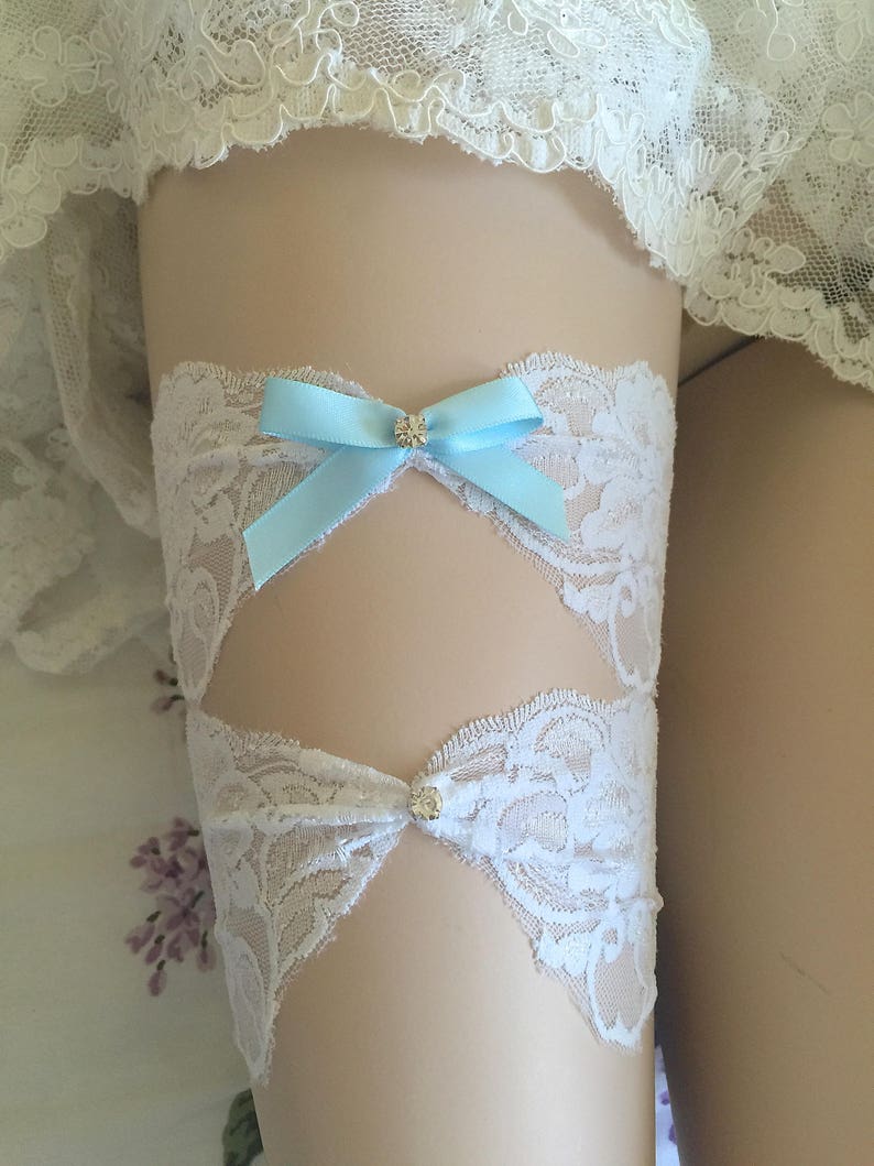 BIG SALE Wedding Garter Set Navy blue Garter Set on a Lace Garter Style # GS0014
