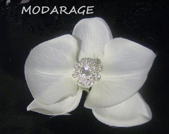 SALE Hochzeit Braut Orchidee Haarspange/Weiße Orchidee Blumen Fascinator Strass/ Braut Haarschmuck