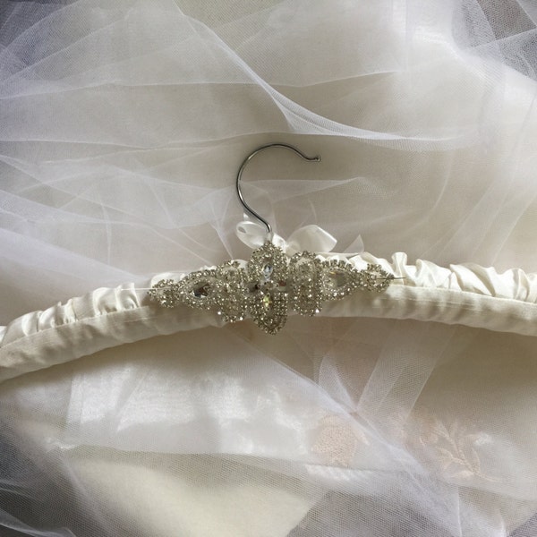 Padded Wedding Dress Hanger, white or ivory.... Rhinestone padded hanger