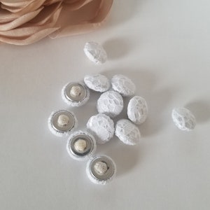 SALE Lace bridal Buttons white lace Bridal Buttons, Lace buttons /Canvas back image 1