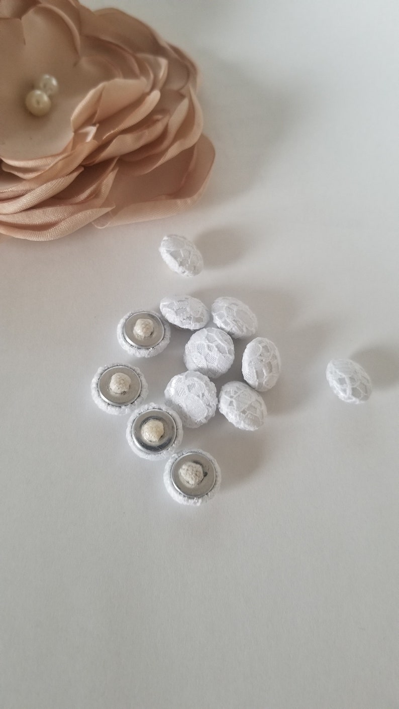 SALE Lace bridal Buttons white lace Bridal Buttons, Lace buttons /Canvas back image 1