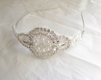 BIG SALE Silver Pearl And Rhinestone Headband Bridal Headband-Crystal Rhinestone Headband Style HB20940