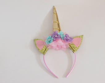 SALE Unicorn headband, unicorn birthday, unicorn horn headband, Unicorn crown, Unicorn flower headband, toddler unicorn hard headband