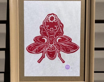 Beetle & Sun Handmade Print