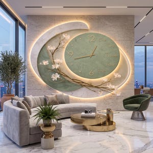 Luxury Floral Wall Clock for Elegant Modern Scandinavian Home Decor