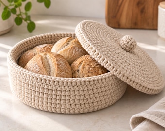 Patrón de calentador de tortillas y cesta de pan a crochet, accesorio de cocina (descarga en PDF)
