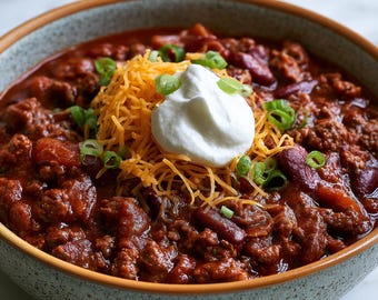 Tarjeta de recetas de chili para barbacoa en olla de cocción lenta / Olla de cocción lenta para el día del partido (Descarga en PDF)