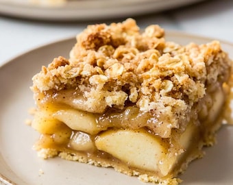 Tarjeta de receta imprimible de barritas de tarta de manzana, postre fácil de otoño en PDF