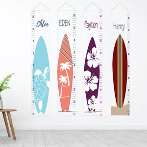 Surfboard Canvas Growth Chart, Personalized unique baby gift