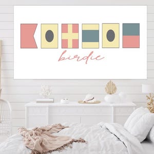 Personalized Nautical Flag Canvas – Custom Maritime Signal Flag Wall Art, Coastal Home Decor, Gallery Wrapped