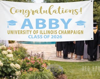 Personalized Graduation Vinyl Banner | Custom School Colors, Outdoor & Indoor Graduation Party Decor