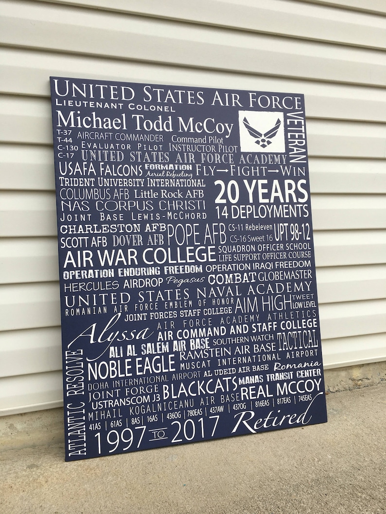 Military Retirement Gift on a Gallery Wrapped Canvas Etsy