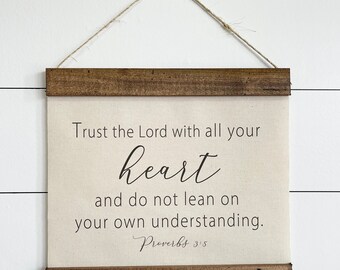 Trust The LORD With All Your Heart, Linen Canvas Hanging Banner