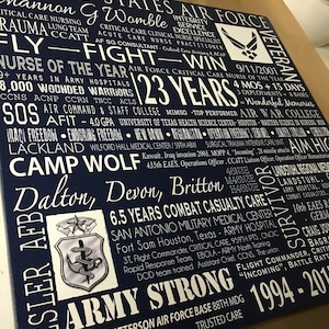 Regalo de jubilación militar de la USAF en lienzo envuelto en galería, personalizado para cualquier rama del servicio. imagen 9
