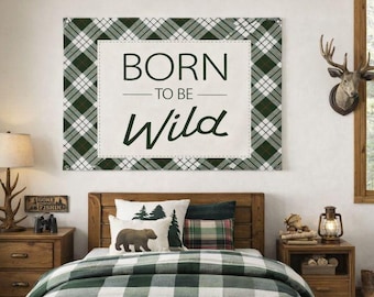 Plaid Border Canvas Linen-Style Print | Born To Be Wild