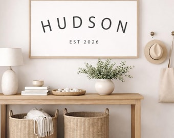 Personalized Last Name Canvas Banner on Linen Style Canvas